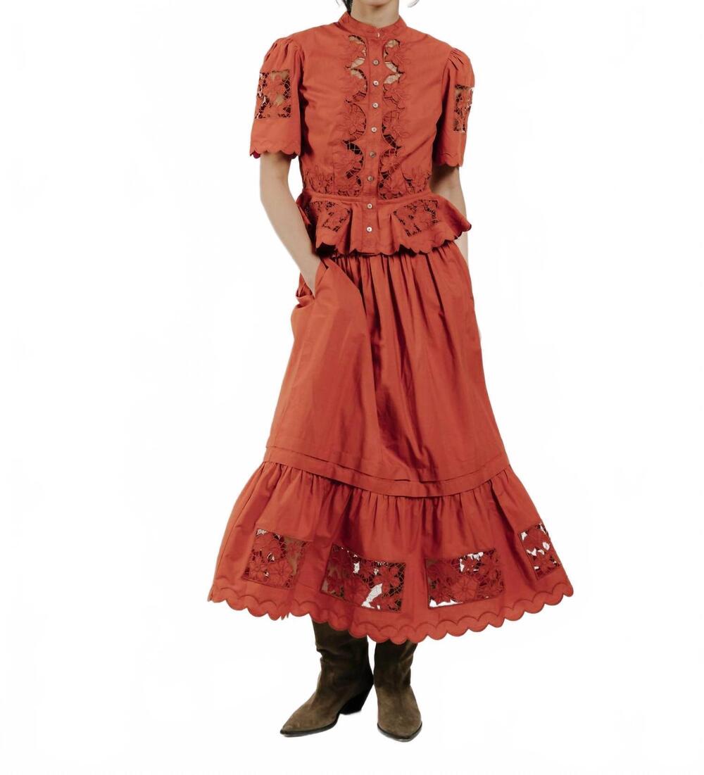 NEW LOVE THE LABEL nolan midi skirt in cinnamon
